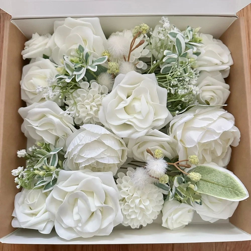 NEW Ling’s Moment Artificial White Flowers & Greenery